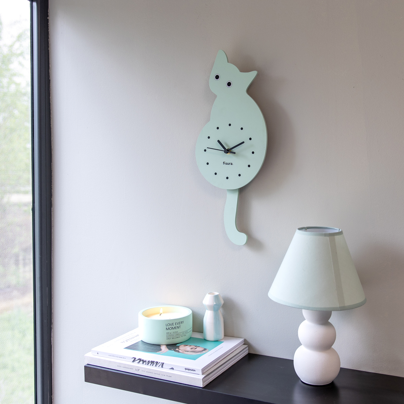 FISURA CAT CLOCK - mint 