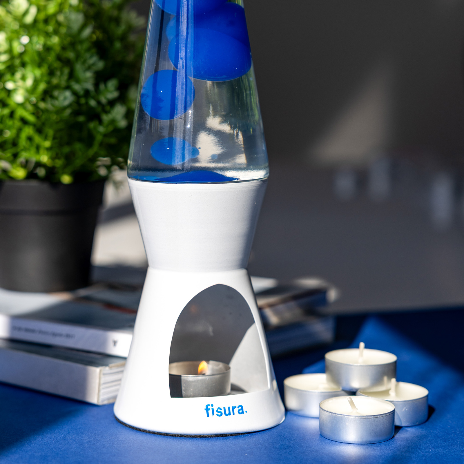 FISURA Lava Lamp T-LIGHT - white & blue  