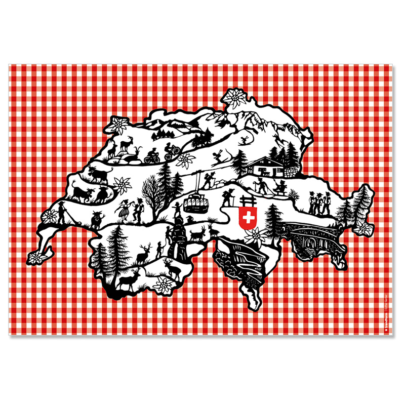 TRENDFORM Papiertischset SWISS MAP 4 Sujets à 12 Blatt