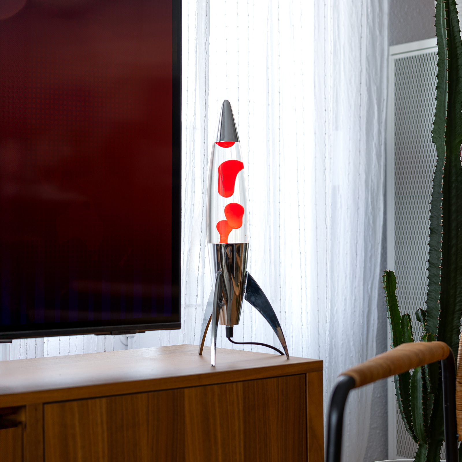 FISURA Lava Lamp ROCKET - red 