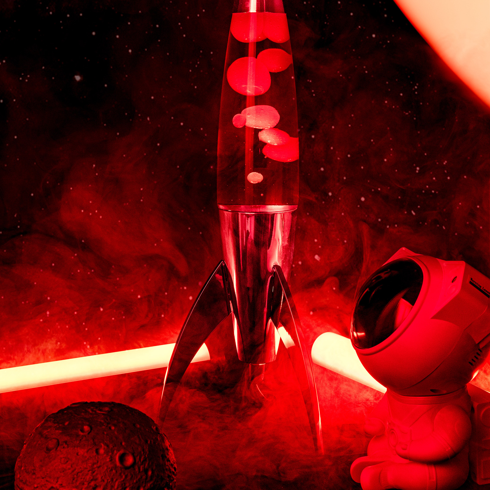 FISURA Lava Lamp ROCKET - red 