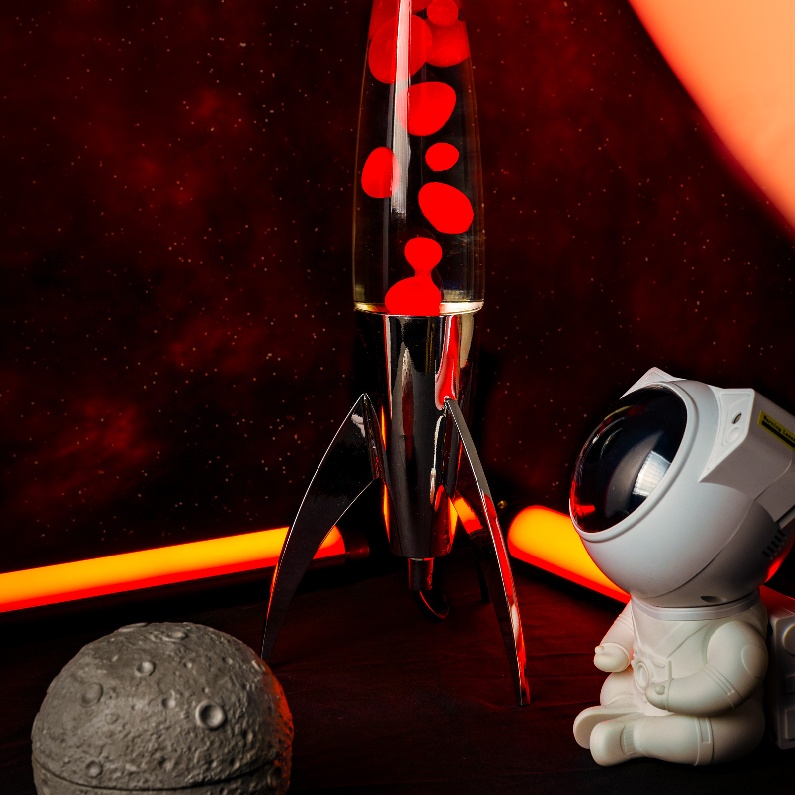 FISURA Lava Lamp ROCKET - red 