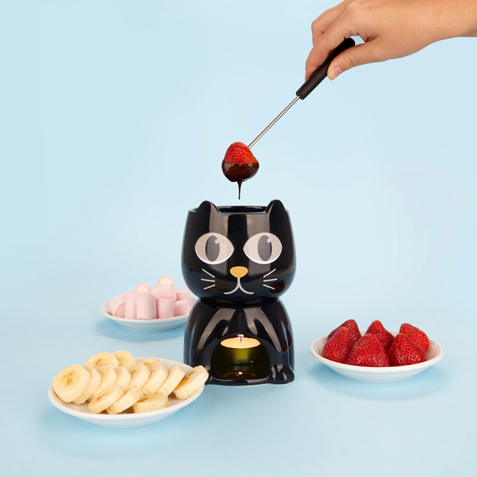 BALVI Schokoladenfondue-Set WAKE CAT schwarz 