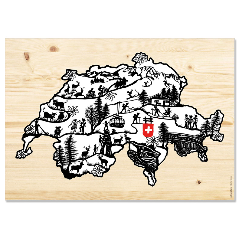 TRENDFORM Papiertischset SWISS MAP 4 Sujets à 12 Blatt