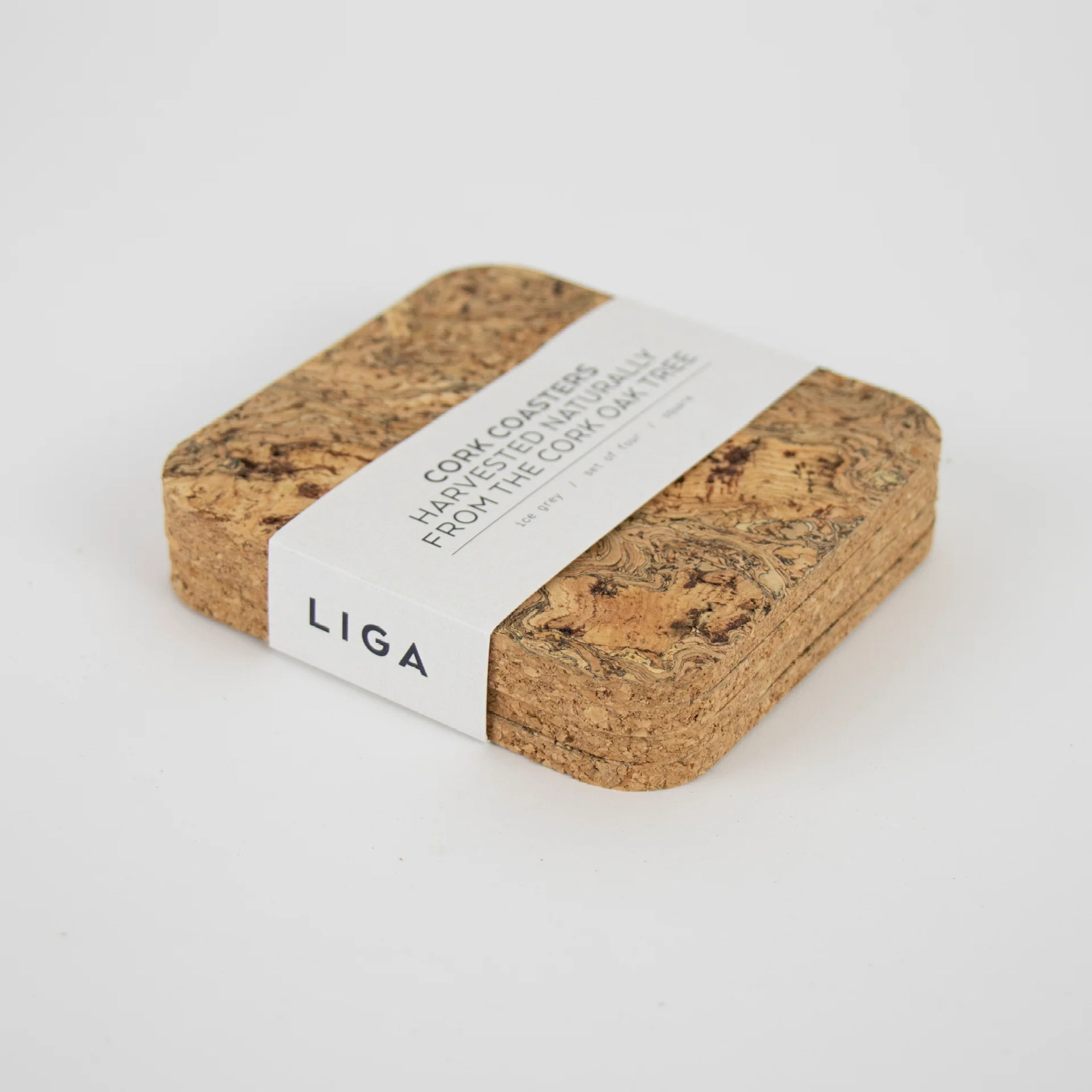 LIGA Glasuntersetzer NATURAL CORK SQUARE 4er Set