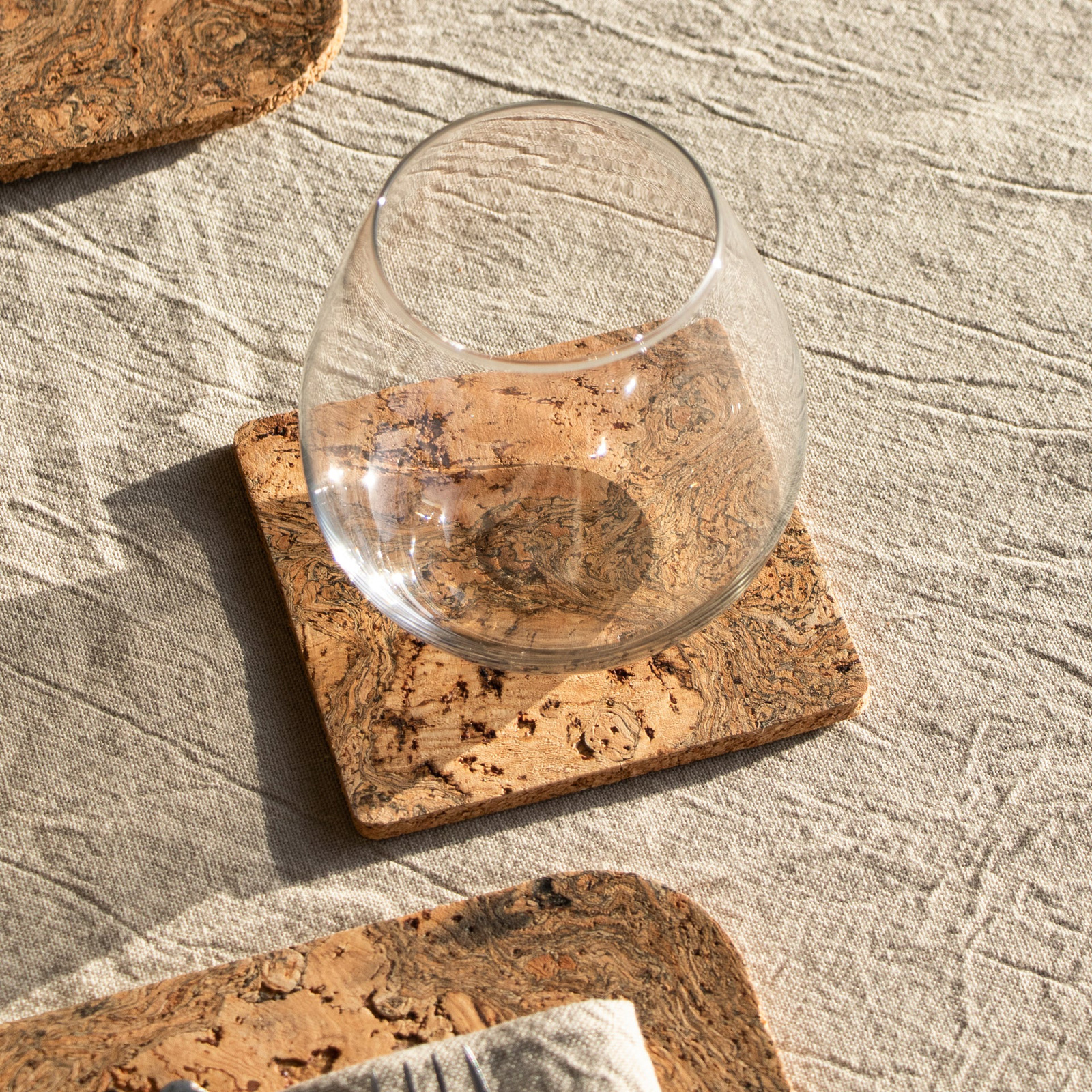 LIGA Glasuntersetzer NATURAL CORK SQUARE 4er Set