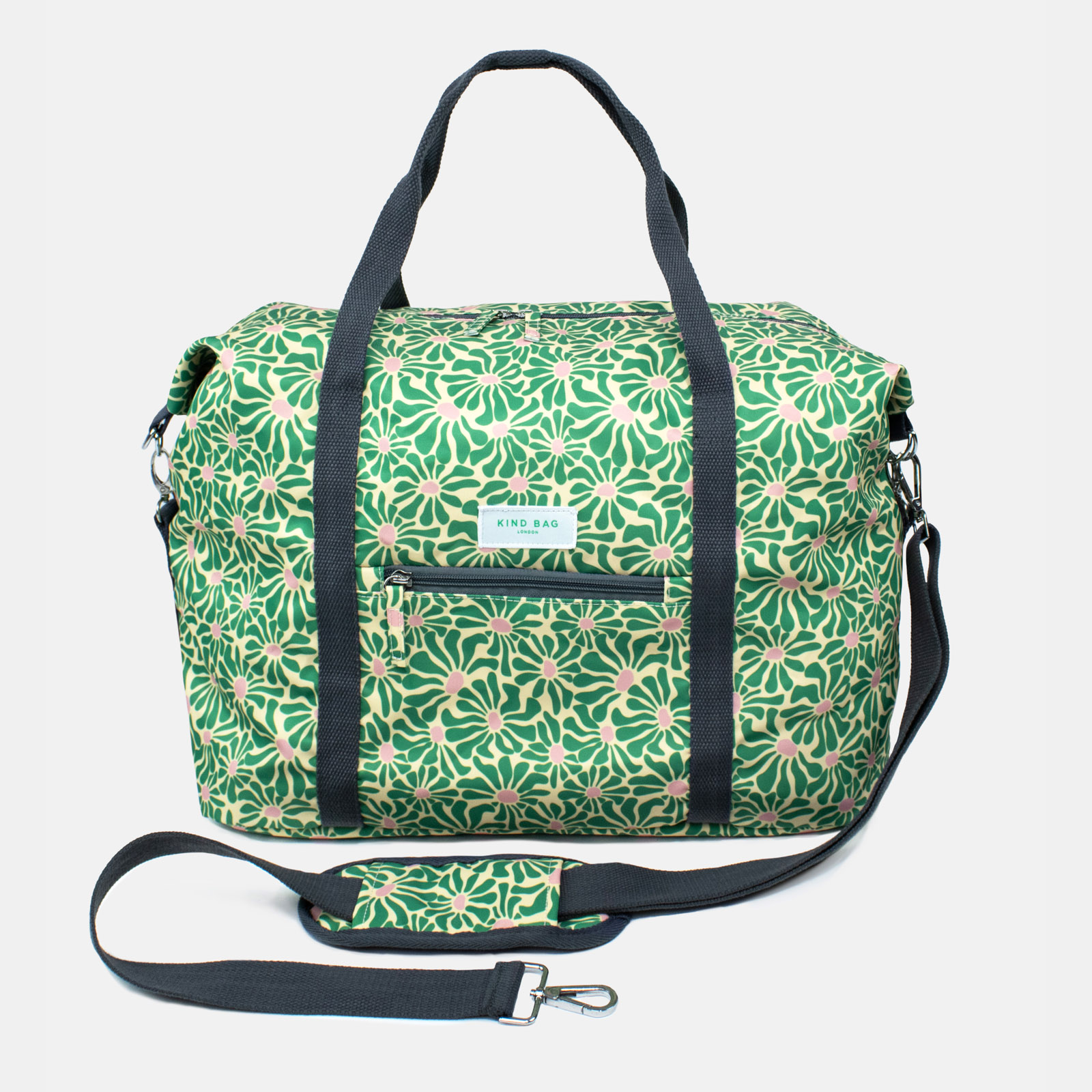 KIND BAG Weekender Abstract Flowers - Green+Pink 