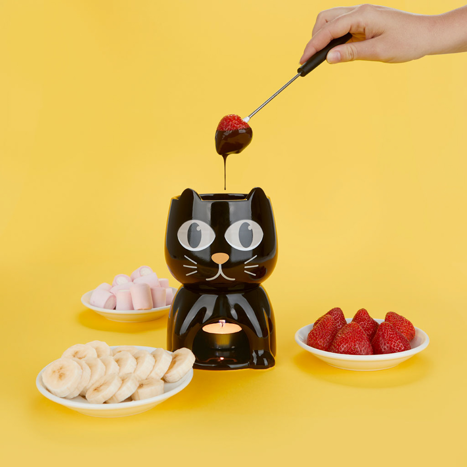 BALVI Schokoladenfondue-Set WAKE CAT schwarz 