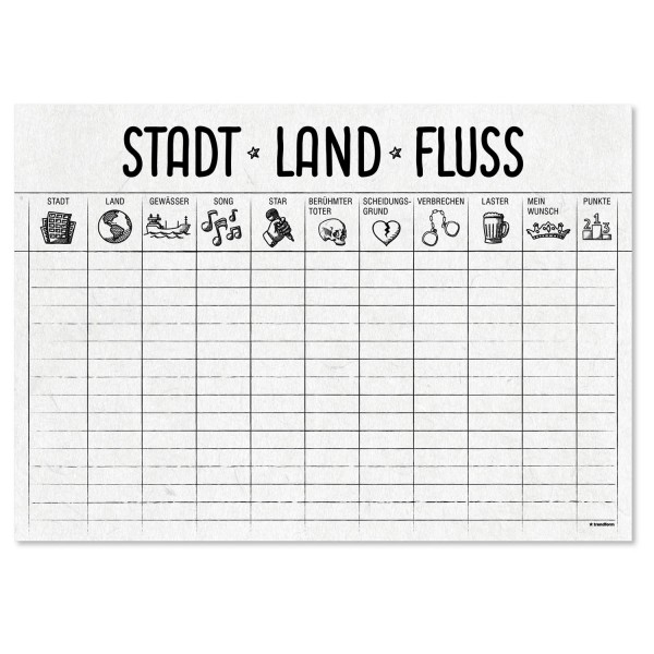 Trendform Papiertischset STADT-LAND-FLUSS Block mit 50 Blatt