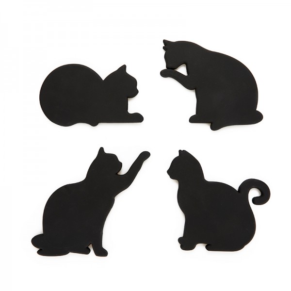 Balvi Glas-Untersetzer CAT 4er Set schwarz