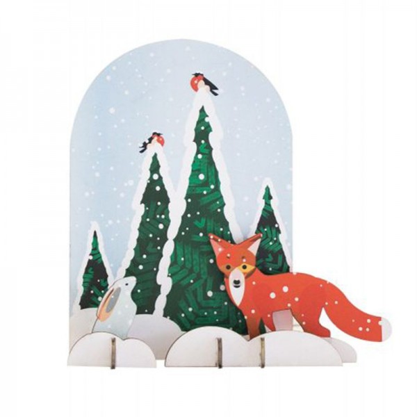 studio ROOF POP OUT CARD Wintertale FOX AND RABBIT